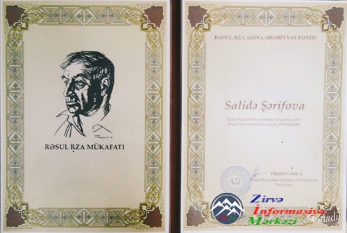 Salidə Şərifova "Rəsul Rza mükafatı"na layiq görülüb